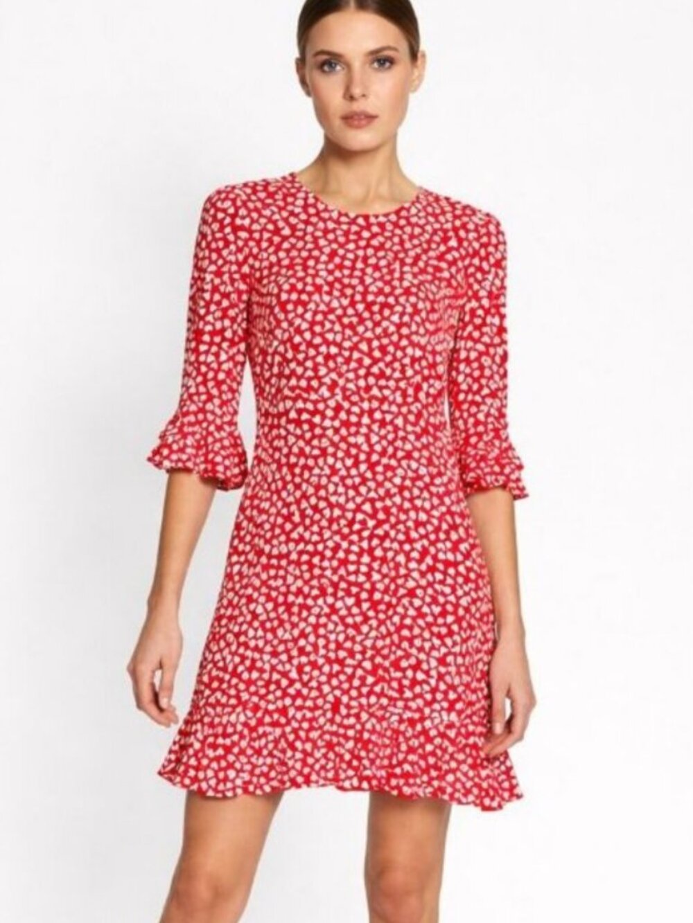 DVF Diane Von Furstenberg Elly Heart Mini Dress 2 Red
